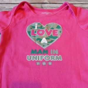 🌸$3 SALE 24 month onesie "I love a man inuniform"